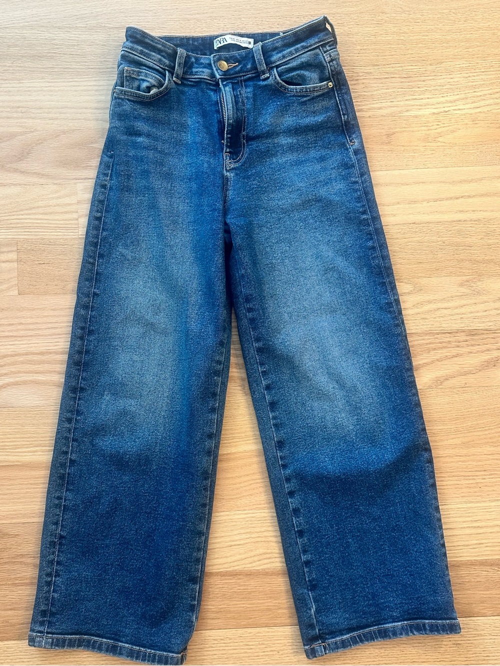 Zara Wide-Leg high waisted Jeans in Deep Blue Denim